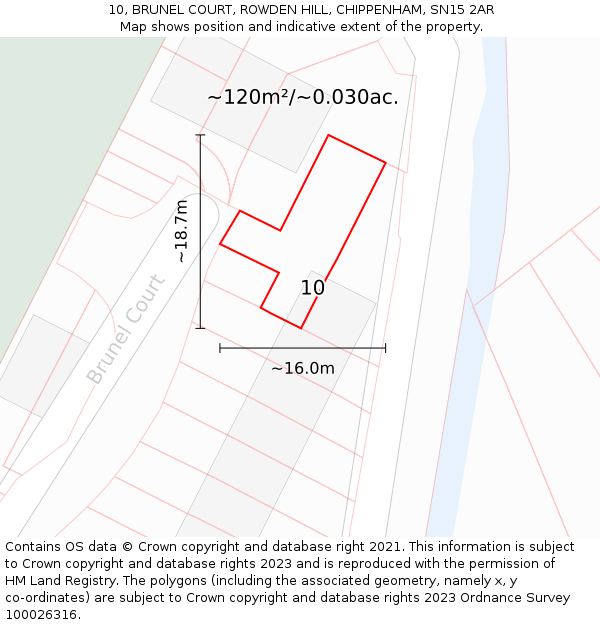 10, BRUNEL COURT, ROWDEN HILL, CHIPPENHAM, SN15 2AR: Plot and title map