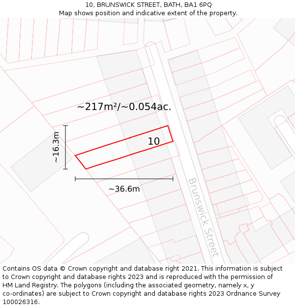 10, BRUNSWICK STREET, BATH, BA1 6PQ: Plot and title map