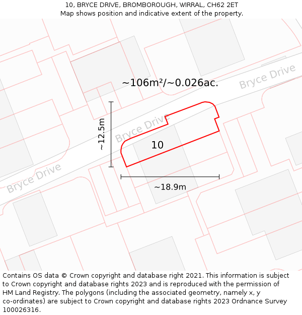 10, BRYCE DRIVE, BROMBOROUGH, WIRRAL, CH62 2ET: Plot and title map