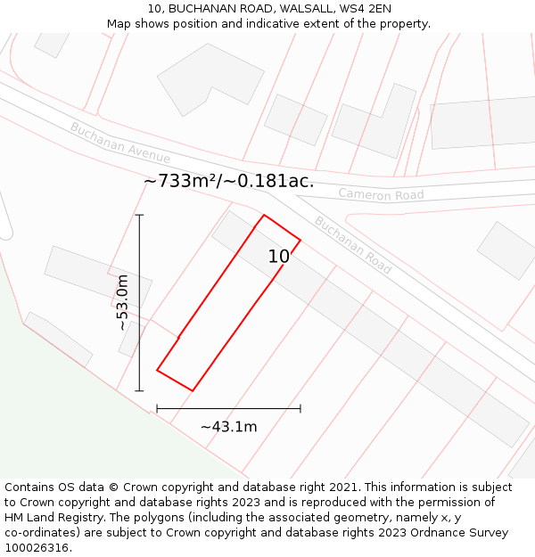 10, BUCHANAN ROAD, WALSALL, WS4 2EN: Plot and title map
