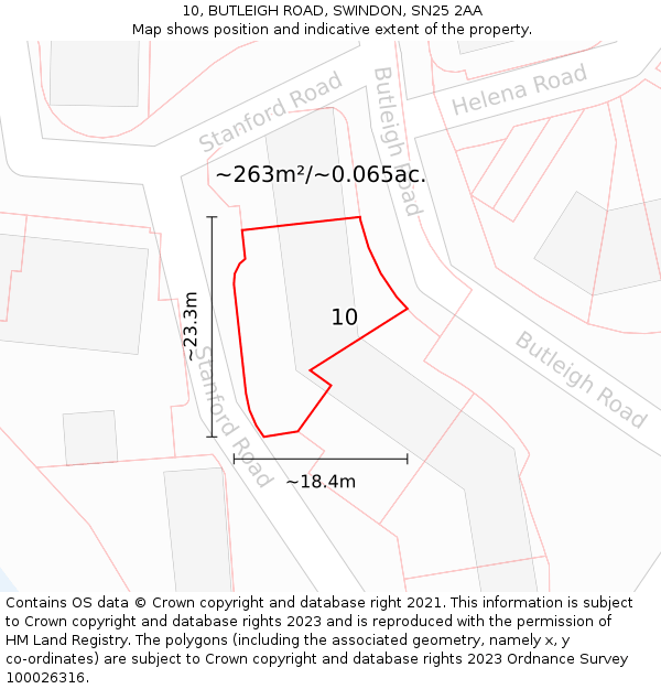 10, BUTLEIGH ROAD, SWINDON, SN25 2AA: Plot and title map