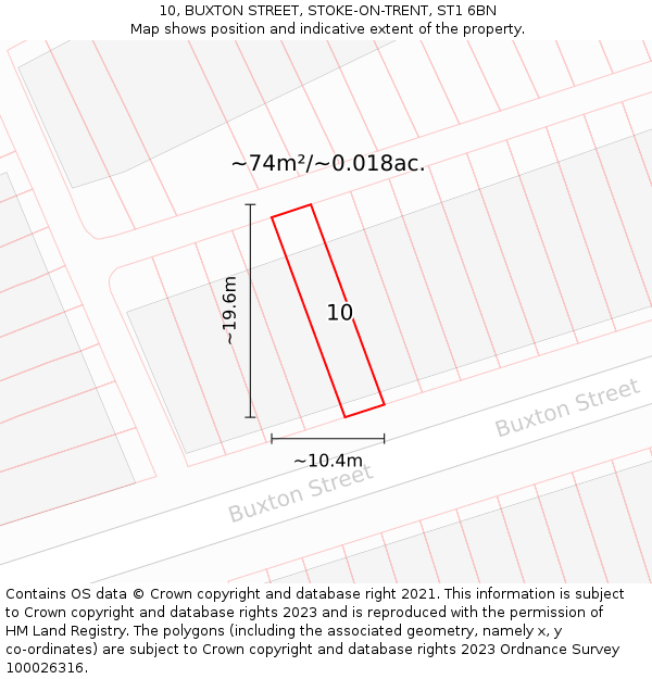 10, BUXTON STREET, STOKE-ON-TRENT, ST1 6BN: Plot and title map
