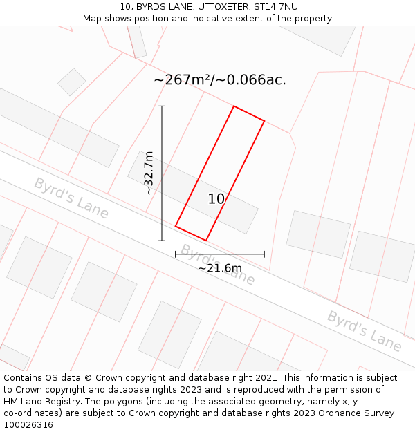 10, BYRDS LANE, UTTOXETER, ST14 7NU: Plot and title map