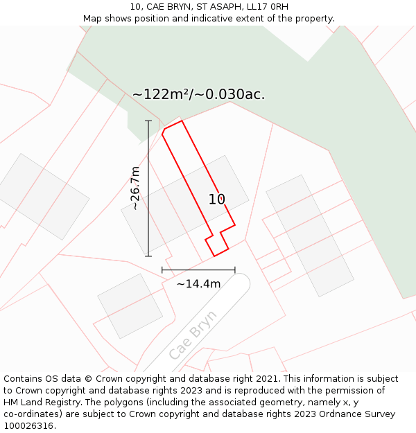 10, CAE BRYN, ST ASAPH, LL17 0RH: Plot and title map