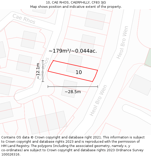 10, CAE RHOS, CAERPHILLY, CF83 3JG: Plot and title map