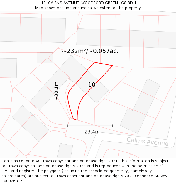 10, CAIRNS AVENUE, WOODFORD GREEN, IG8 8DH: Plot and title map