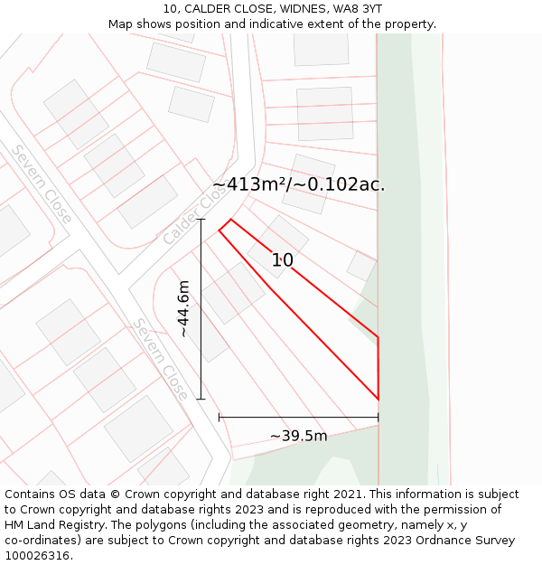10, CALDER CLOSE, WIDNES, WA8 3YT: Plot and title map