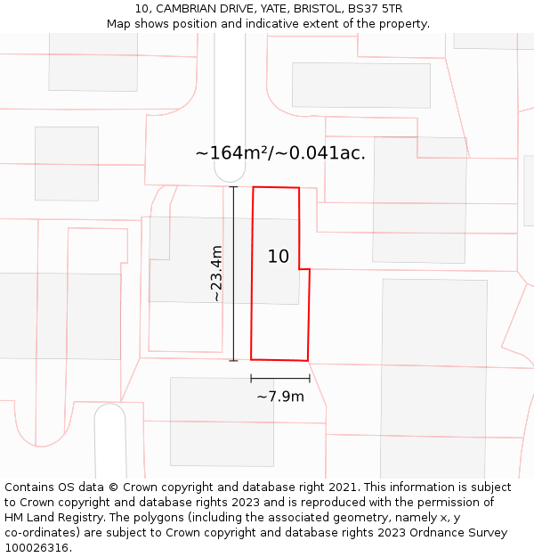 10, CAMBRIAN DRIVE, YATE, BRISTOL, BS37 5TR: Plot and title map