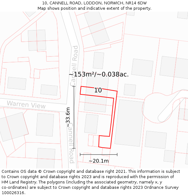 10, CANNELL ROAD, LODDON, NORWICH, NR14 6DW: Plot and title map