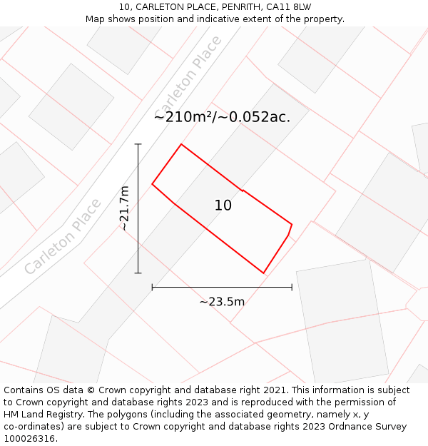 10, CARLETON PLACE, PENRITH, CA11 8LW: Plot and title map
