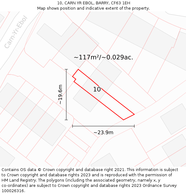 10, CARN YR EBOL, BARRY, CF63 1EH: Plot and title map