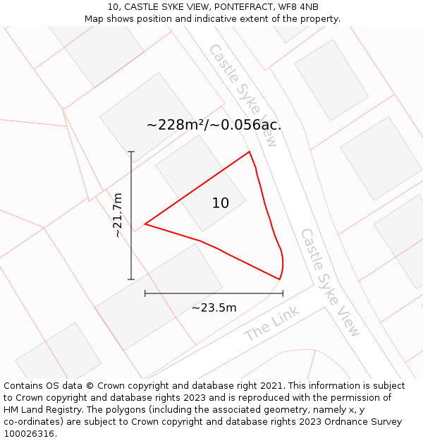 10, CASTLE SYKE VIEW, PONTEFRACT, WF8 4NB: Plot and title map