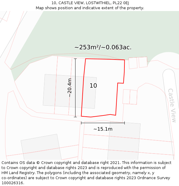 10, CASTLE VIEW, LOSTWITHIEL, PL22 0EJ: Plot and title map