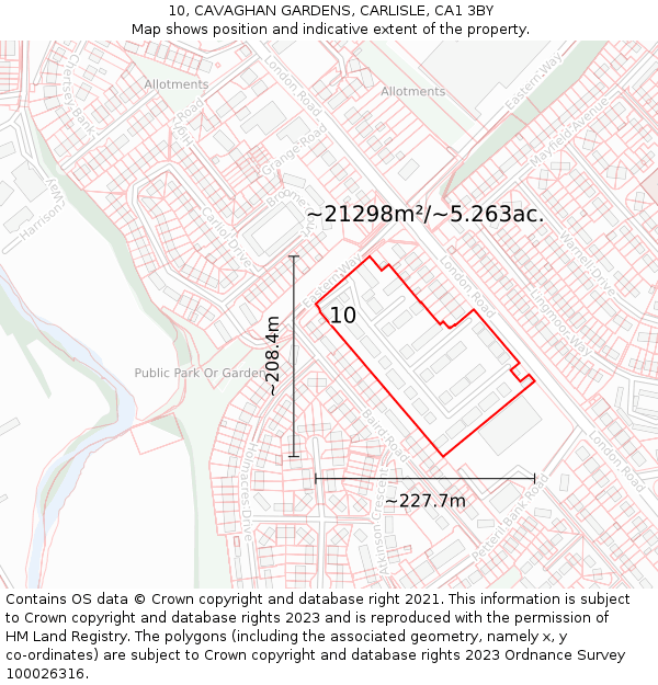 10, CAVAGHAN GARDENS, CARLISLE, CA1 3BY: Plot and title map
