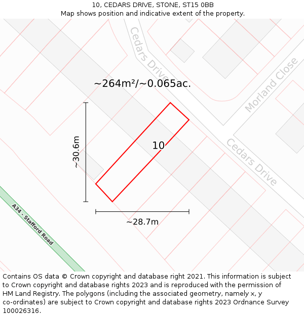 10, CEDARS DRIVE, STONE, ST15 0BB: Plot and title map