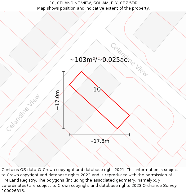 10, CELANDINE VIEW, SOHAM, ELY, CB7 5DP: Plot and title map