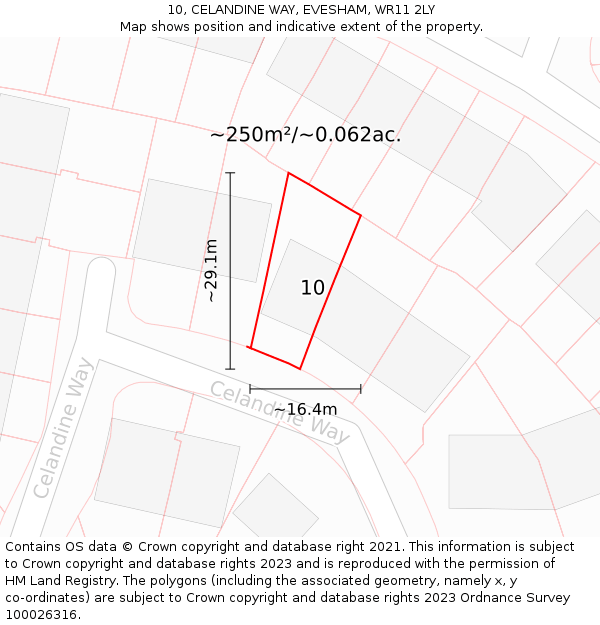 10, CELANDINE WAY, EVESHAM, WR11 2LY: Plot and title map