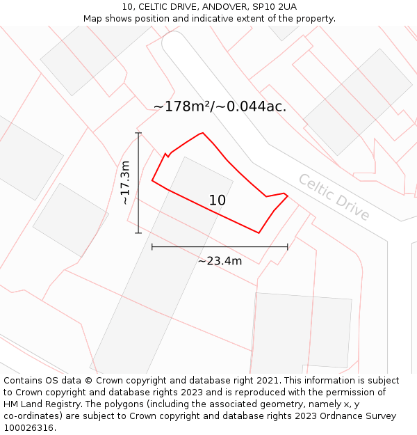 10, CELTIC DRIVE, ANDOVER, SP10 2UA: Plot and title map