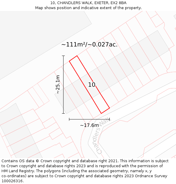 10, CHANDLERS WALK, EXETER, EX2 8BA: Plot and title map