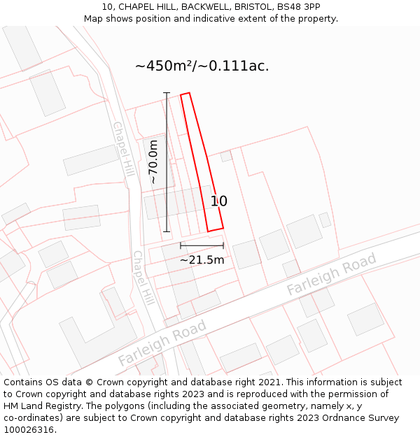 10, CHAPEL HILL, BACKWELL, BRISTOL, BS48 3PP: Plot and title map