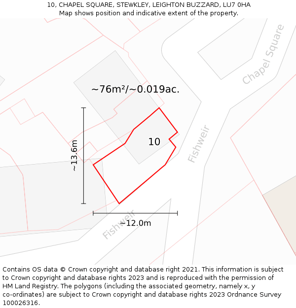10, CHAPEL SQUARE, STEWKLEY, LEIGHTON BUZZARD, LU7 0HA: Plot and title map