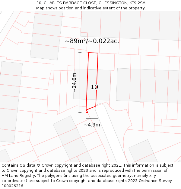 10, CHARLES BABBAGE CLOSE, CHESSINGTON, KT9 2SA: Plot and title map