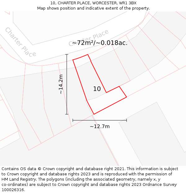 10, CHARTER PLACE, WORCESTER, WR1 3BX: Plot and title map
