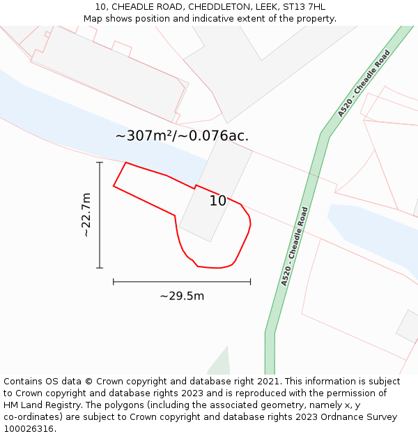 10, CHEADLE ROAD, CHEDDLETON, LEEK, ST13 7HL: Plot and title map