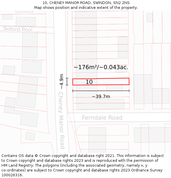 10, CHENEY MANOR ROAD, SWINDON, SN2 2NS: Plot and title map