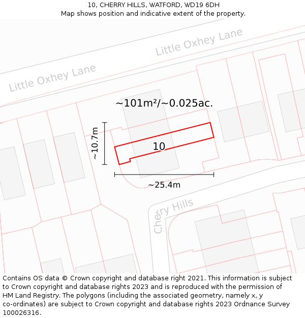 10, CHERRY HILLS, WATFORD, WD19 6DH: Plot and title map