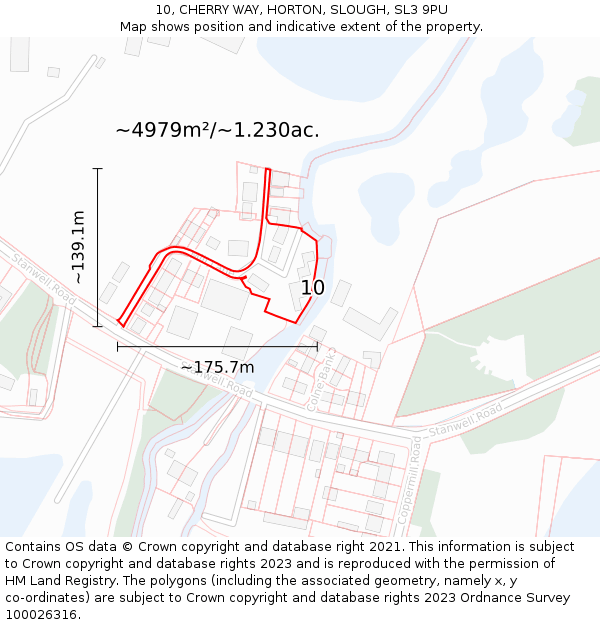 10, CHERRY WAY, HORTON, SLOUGH, SL3 9PU: Plot and title map