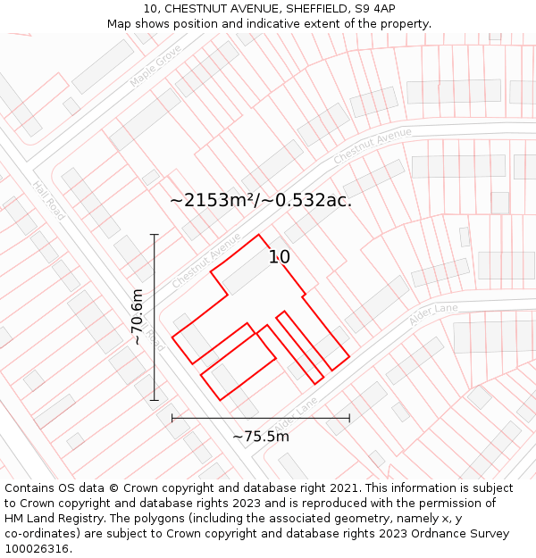 10, CHESTNUT AVENUE, SHEFFIELD, S9 4AP: Plot and title map