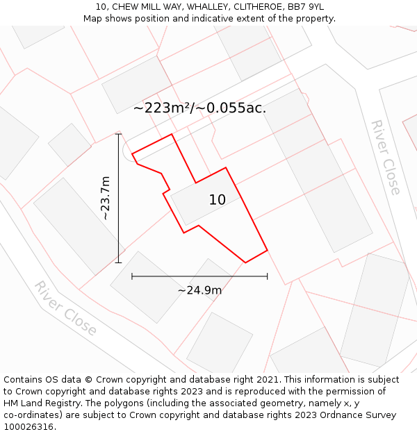 10, CHEW MILL WAY, WHALLEY, CLITHEROE, BB7 9YL: Plot and title map