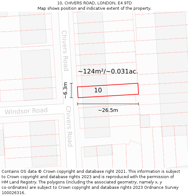 10, CHIVERS ROAD, LONDON, E4 9TD: Plot and title map