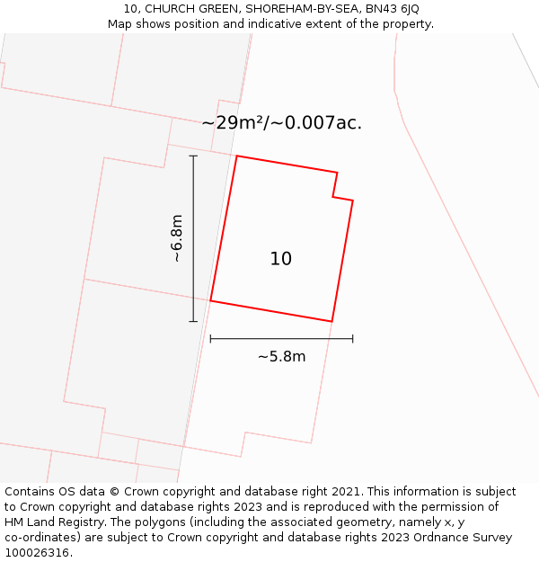 10, CHURCH GREEN, SHOREHAM-BY-SEA, BN43 6JQ: Plot and title map