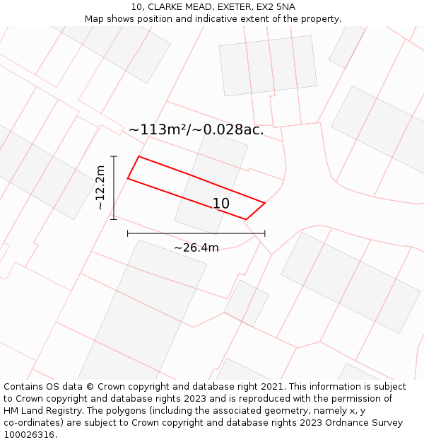 10, CLARKE MEAD, EXETER, EX2 5NA: Plot and title map