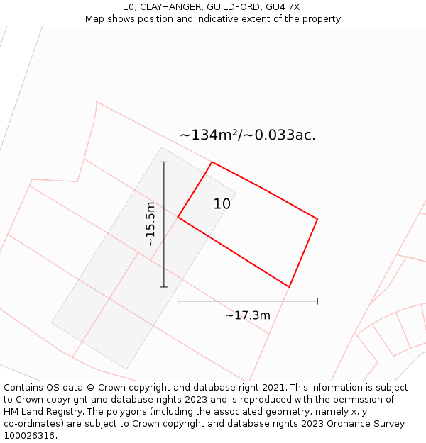 10, CLAYHANGER, GUILDFORD, GU4 7XT: Plot and title map