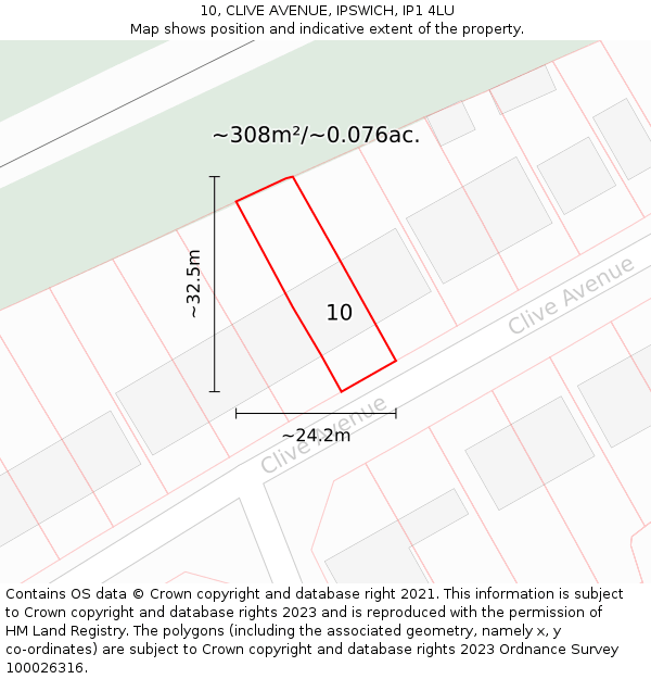 10, CLIVE AVENUE, IPSWICH, IP1 4LU: Plot and title map