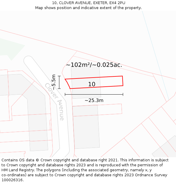 10, CLOVER AVENUE, EXETER, EX4 2PU: Plot and title map