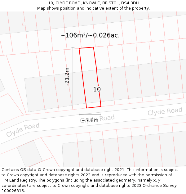 10, CLYDE ROAD, KNOWLE, BRISTOL, BS4 3DH: Plot and title map