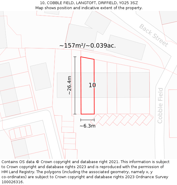 10, COBBLE FIELD, LANGTOFT, DRIFFIELD, YO25 3SZ: Plot and title map