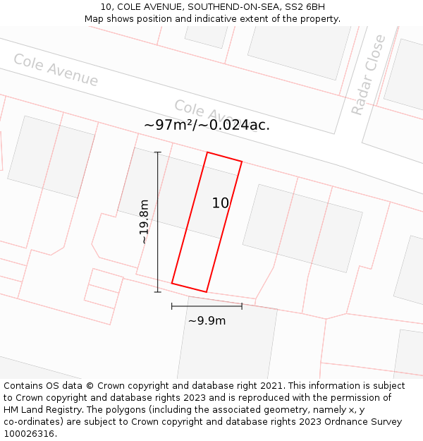 10, COLE AVENUE, SOUTHEND-ON-SEA, SS2 6BH: Plot and title map