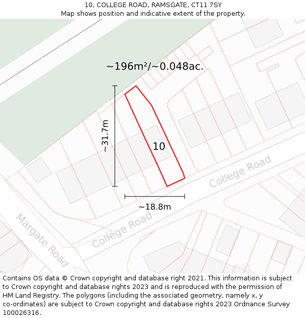 10, COLLEGE ROAD, RAMSGATE, CT11 7SY: Plot and title map