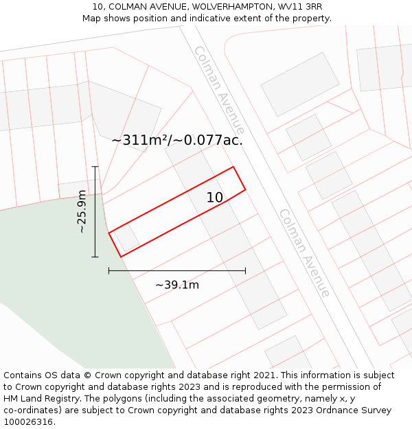 10, COLMAN AVENUE, WOLVERHAMPTON, WV11 3RR: Plot and title map