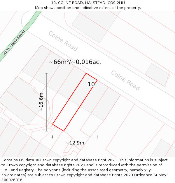 10, COLNE ROAD, HALSTEAD, CO9 2HU: Plot and title map