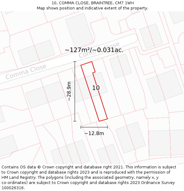 10, COMMA CLOSE, BRAINTREE, CM7 1WH: Plot and title map