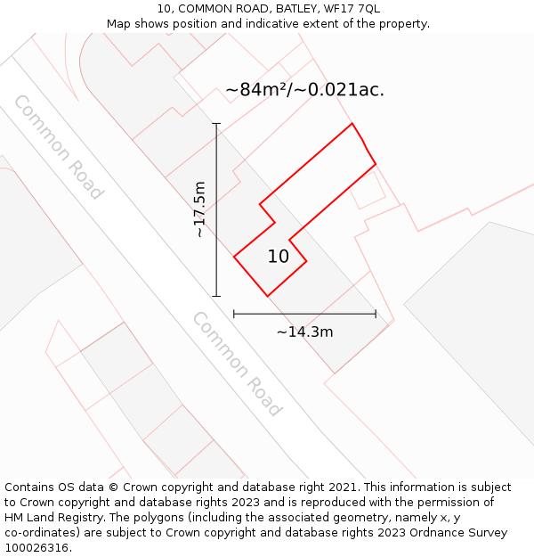 10, COMMON ROAD, BATLEY, WF17 7QL: Plot and title map