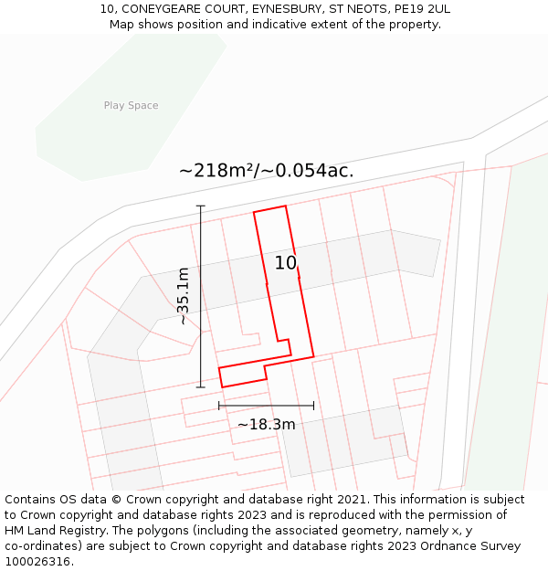 10, CONEYGEARE COURT, EYNESBURY, ST NEOTS, PE19 2UL: Plot and title map