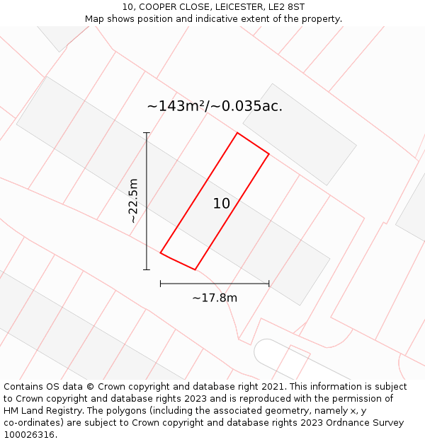 10, COOPER CLOSE, LEICESTER, LE2 8ST: Plot and title map