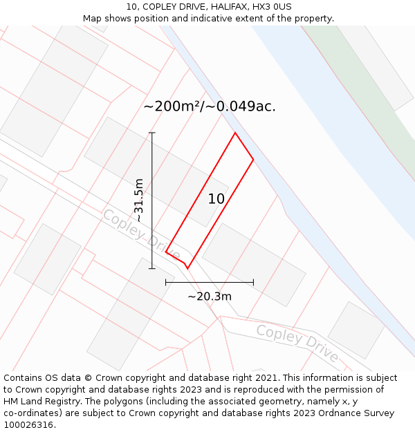 10, COPLEY DRIVE, HALIFAX, HX3 0US: Plot and title map